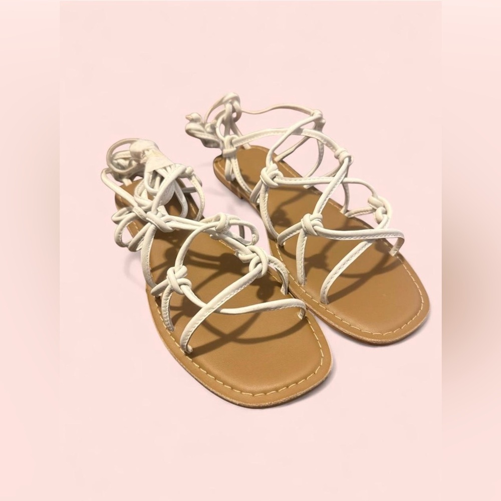 PrettyLittleThing Women's White Lace-Up Sandals